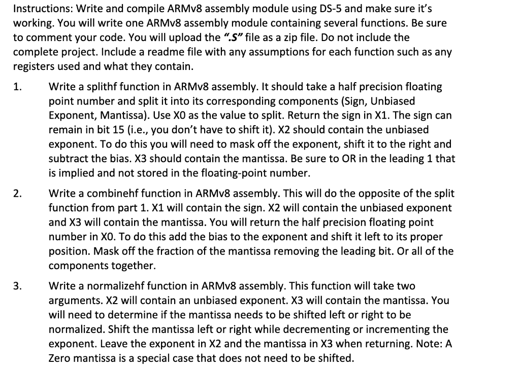 Solved Instructions: Write And Compile ARMv8 Assembly Module | Chegg.com