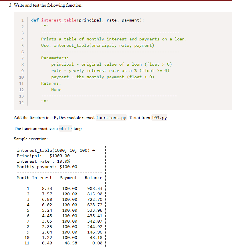 Solved 3. Write and test the following function: 1 def | Chegg.com