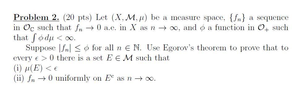 Problem 2 Pts Let X M U Be A Measure Spac Chegg Com