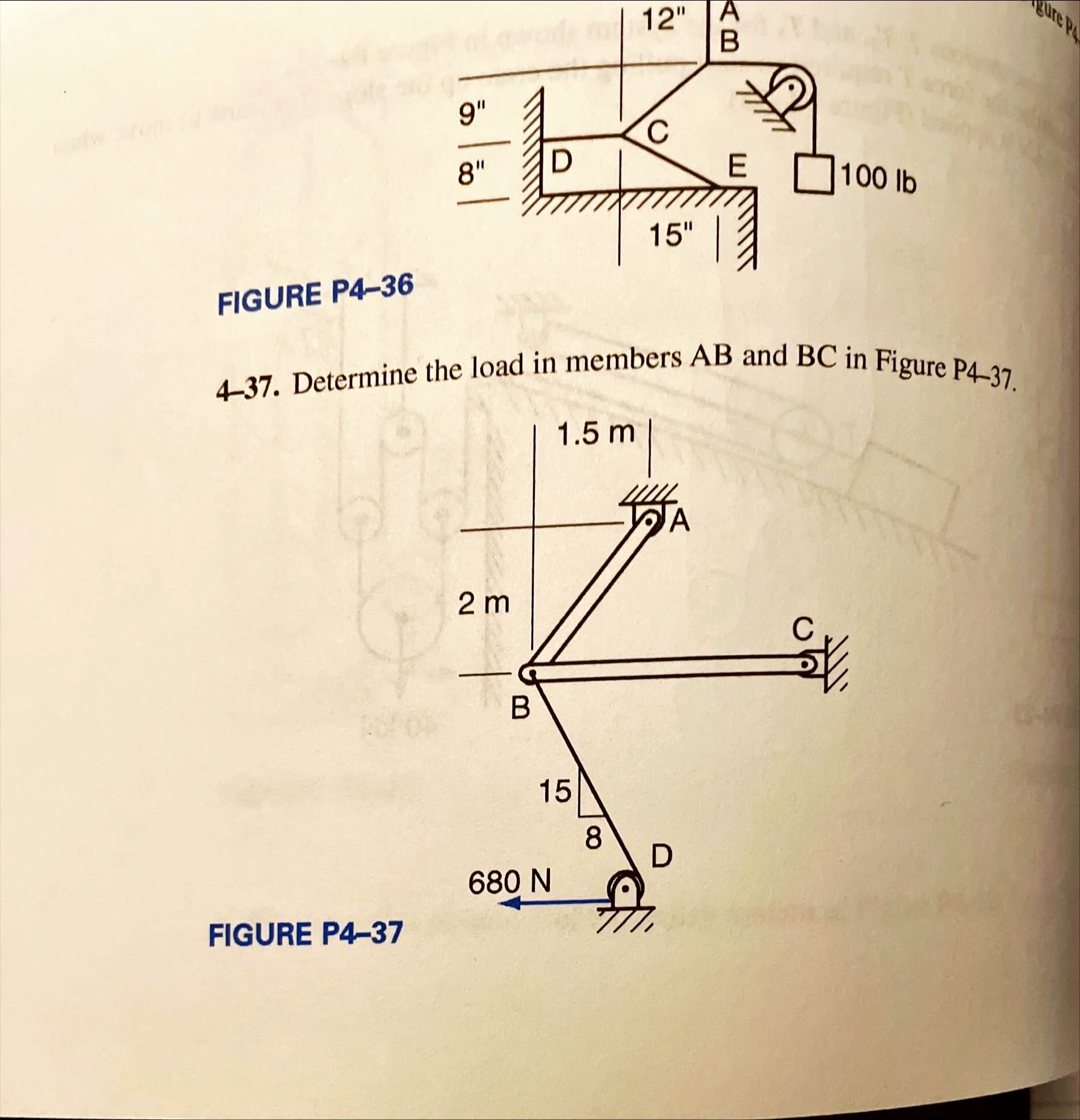 Solved Determine the load in members AB and BC in figure | Chegg.com