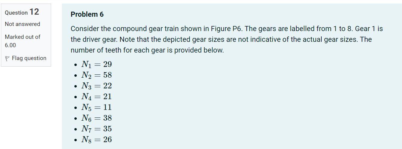 Solved Consider the compound gear train shown in Figure P6. | Chegg.com