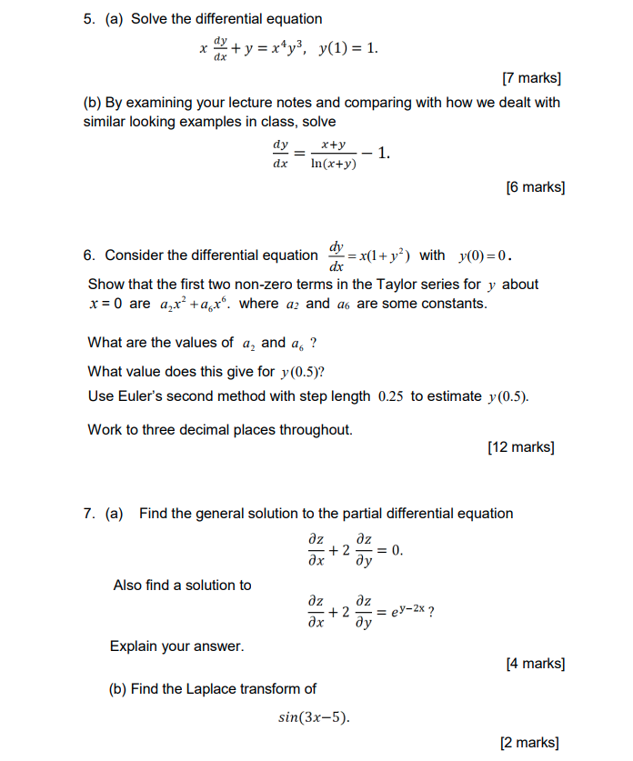 Solved 5. (a) Solve the differential equation | Chegg.com