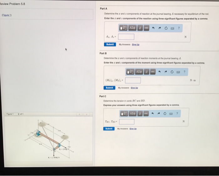 Solved Determine the x and z components of reaction at the | Chegg.com