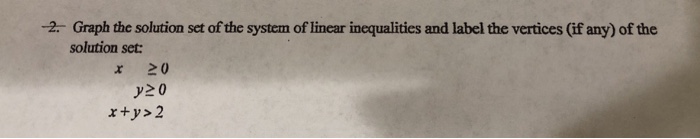 Solved 2 Graph the solution set of the system of linear | Chegg.com