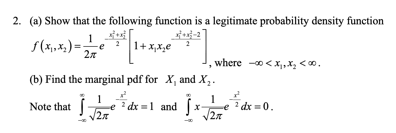 Solved (a) Show that the following function is a legitimate | Chegg.com