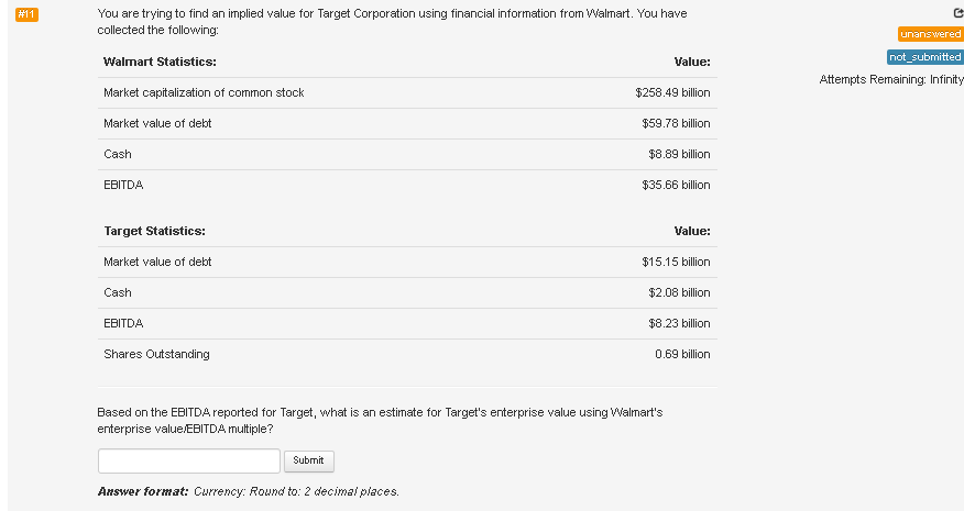 Solved You are trying to find an implied value for Target | Chegg.com
