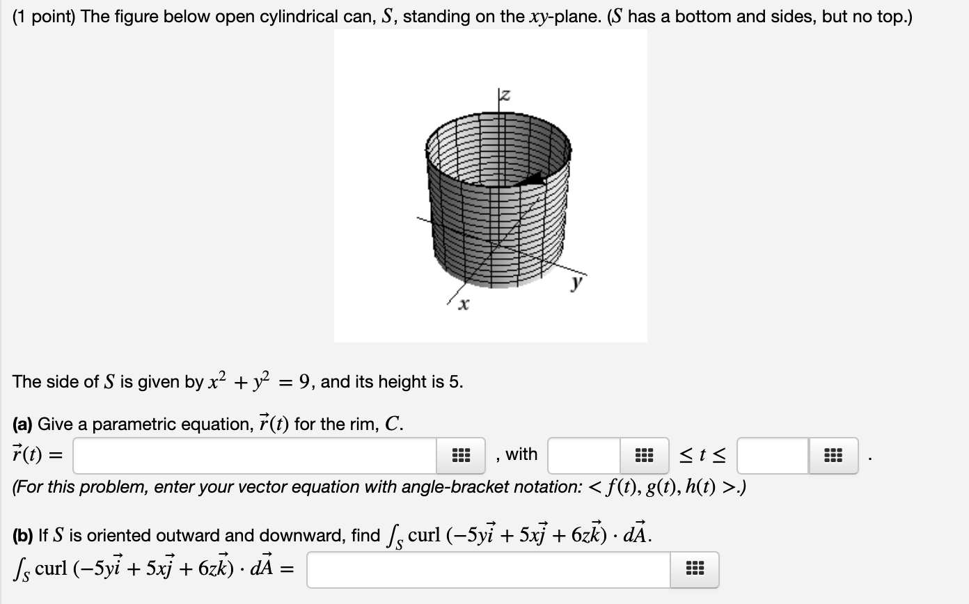 Solved (1 Point) The Figure Below Open Cylindrical Can, S, | Chegg.com