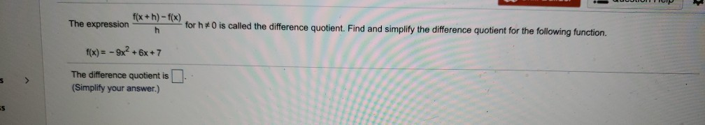Solved f(x+h)-f(x) for h 0 is called the difference | Chegg.com