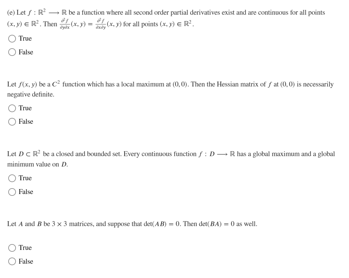 Solved For Each Of The Questions Below Indicate If The S Chegg Com