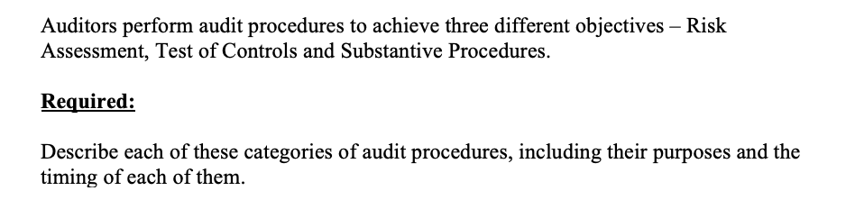 Solved Auditors perform audit procedures to achieve three | Chegg.com