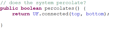 Solved lic class Percolation \{ int N; boolean [] open; int | Chegg.com