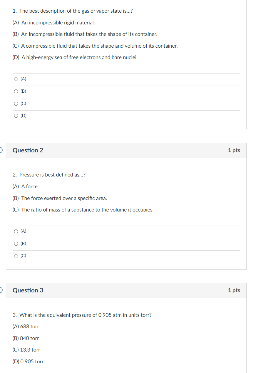 Solved Gen Chem 1 Please Answer all multiple choice | Chegg.com