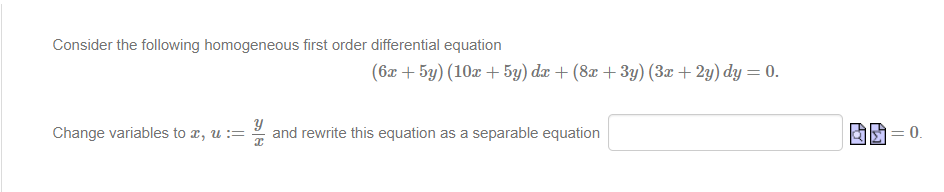 Solved Consider The Following Homogeneous First Order