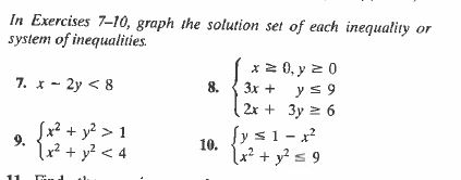 Solved In Exercises 7-10, graph the solution set of each | Chegg.com