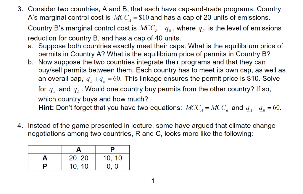 Solved 3. Consider Two Countries, A And B, That Each Have | Chegg.com