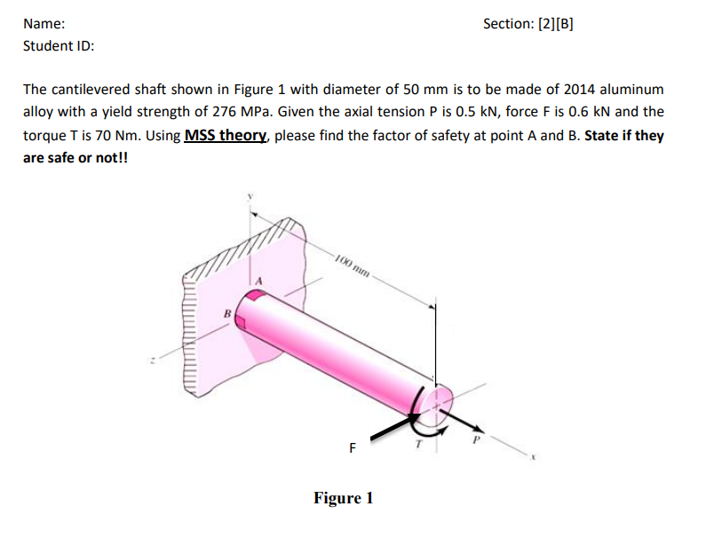 Solved Section: (2][B] Name: Student ID: The cantilevered | Chegg.com