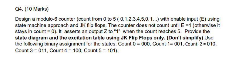 Solved Q4. (10 Marks) Design a modulo-6 counter (count from | Chegg.com