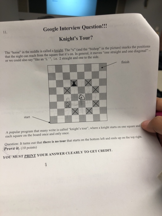 Solved Google Interview Question!!! Knight's Tour? The | Chegg.com
