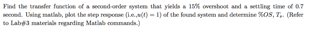 Solved Find the transfer function of a second-order system | Chegg.com