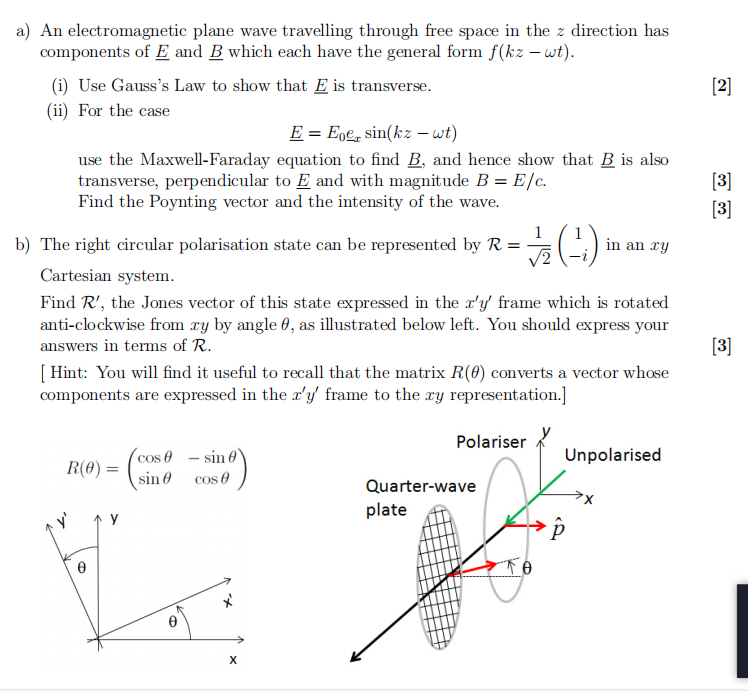 Solved a) An electromagnetic plane wave travelling through | Chegg.com