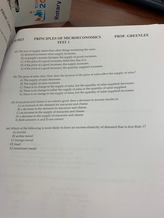 Solved ECO 2023 PRINCIPLES OF MICROECONOMICS PROF. GREENLEE | Chegg.com