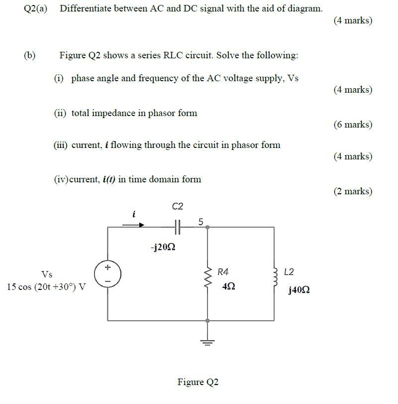 Solved Q2(a) Differentiate between AC and DC signal with the | Chegg.com