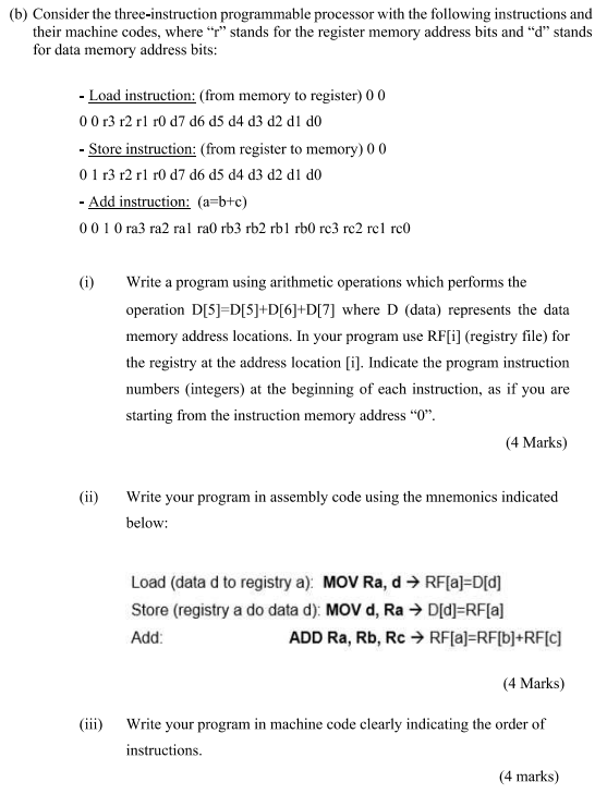 (b) Consider the three-instruction programmable | Chegg.com