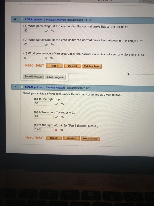 Solved 6. 1.8/2.72 points I Previous Answers BBBasicStat8 | Chegg.com