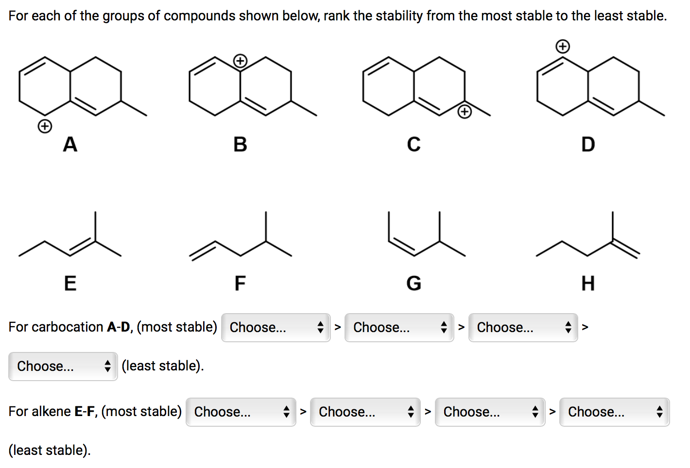 Solved For each of the groups of compounds shown below, rank | Chegg.com