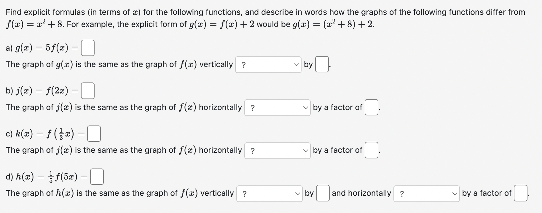 Solved Find explicit formulas (in terms of x ) for the | Chegg.com