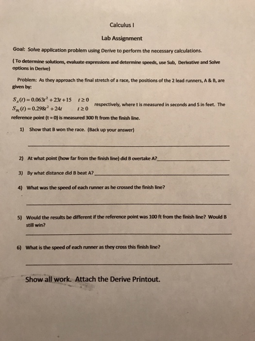 Solved Calculus I Lab Assignment Goal: Solve application | Chegg.com