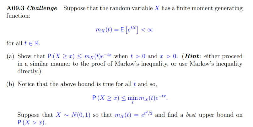 Solved A09.3 Challenge Suppose that the random variable X | Chegg.com