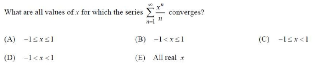 Solved What are all values of x ﻿for which the series | Chegg.com