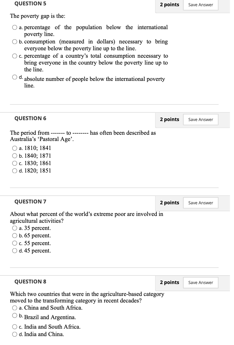 Solved Question 1 2 Points The Correct Measure Of