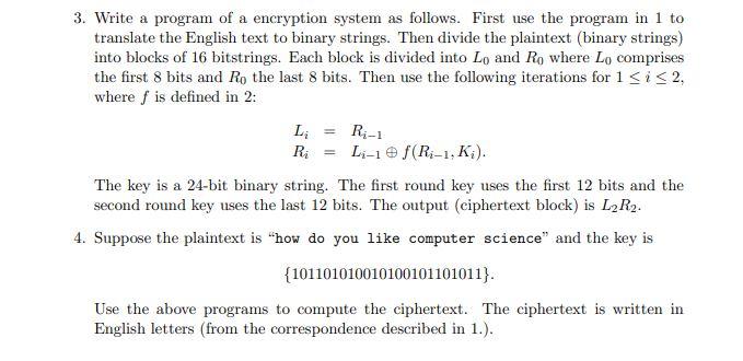 3. Write a program of a encryption system as follows. | Chegg.com
