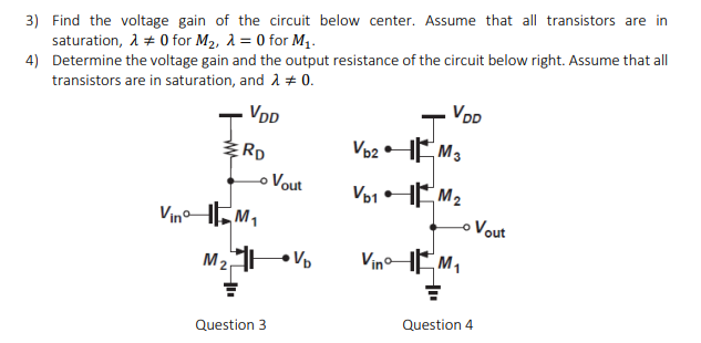 Solved 3) Find the voltage gain of the circuit below center. | Chegg.com