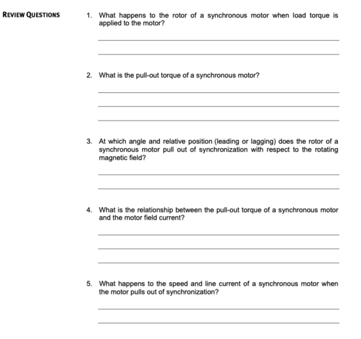 Solved REVIEW QUESTIONS 1. What happens to the rotor of a | Chegg.com
