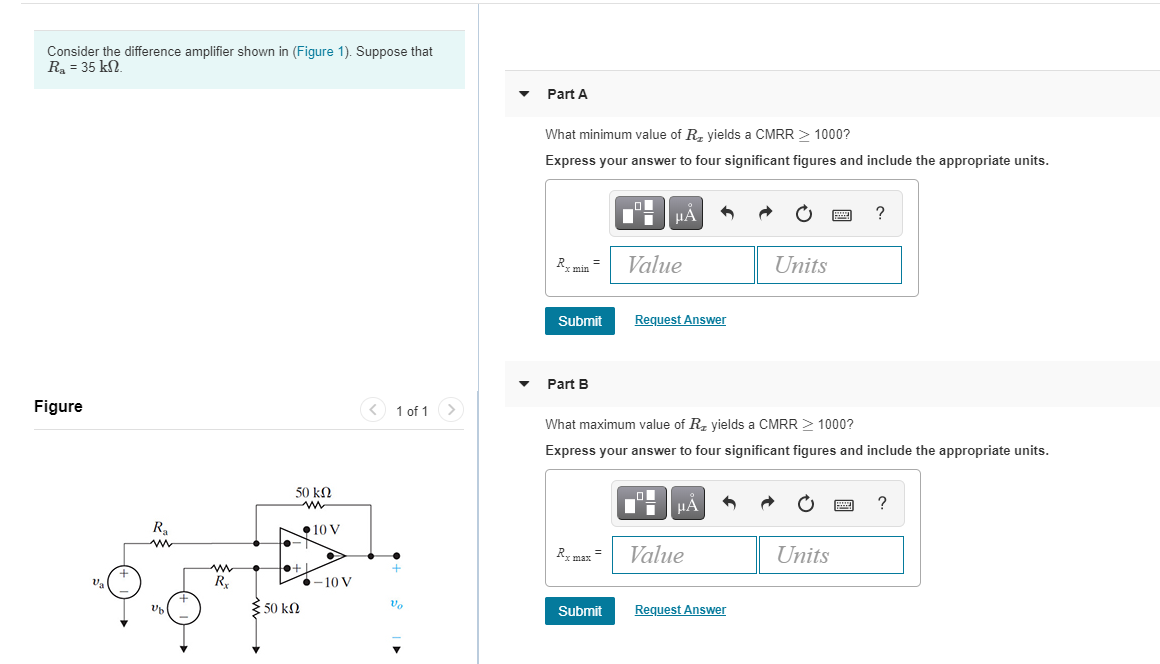 Solved Consider the difference amplifier shown in (Figure | Chegg.com