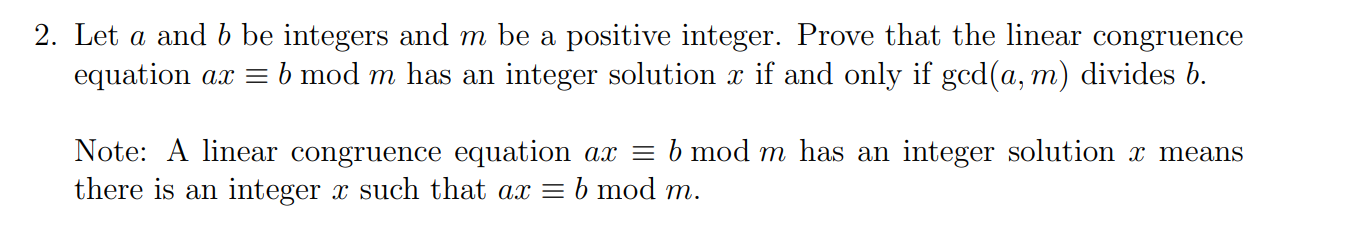 Solved 2. Let a and b be integers and m be a positive | Chegg.com