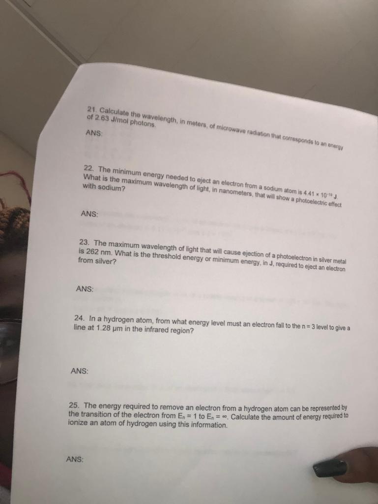 Solved 21. Calculate the wavelength, in meters of microwave