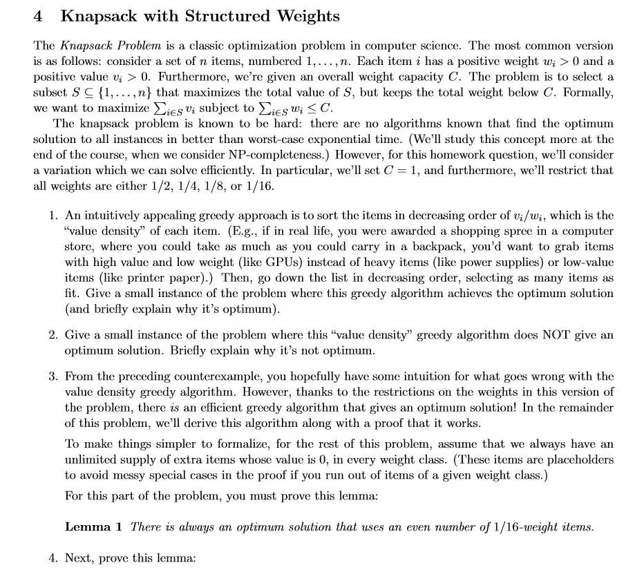 The Knapsack Problem is a classic optimization | Chegg.com