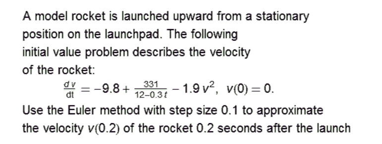 Solved A Model Rocket Is Launched Upward From A Stationary | Chegg.com