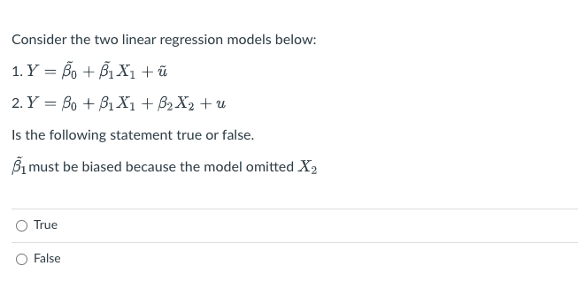 Solved Consider the two linear regression models below: 1. Y | Chegg.com