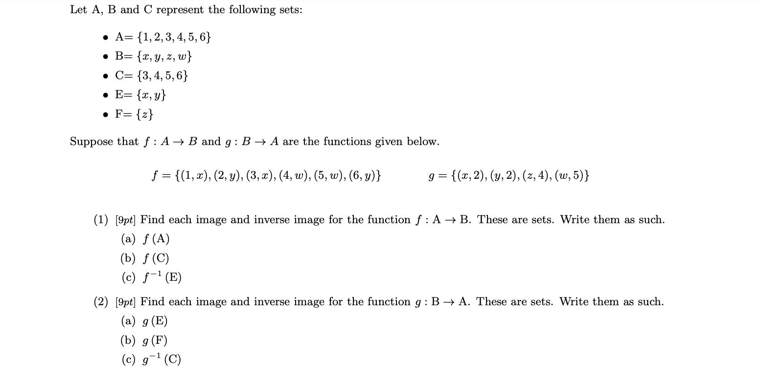 Solved Let A,B And C Represent The Following Sets: - | Chegg.com