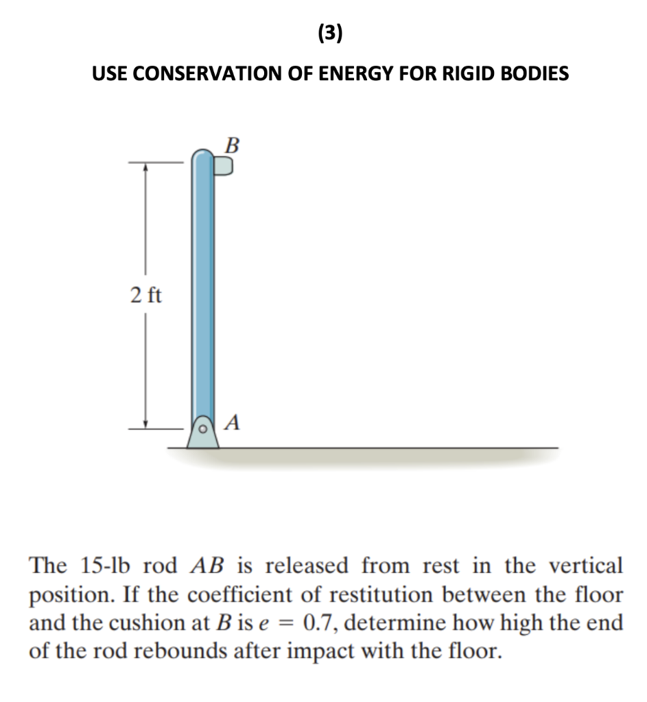 Solved USE CONSERVATION OF ENERGY FOR RIGID BODIES The | Chegg.com