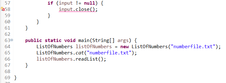 Solved ListOfNumbers.java X 1 import java.io.*;. 5 public | Chegg.com