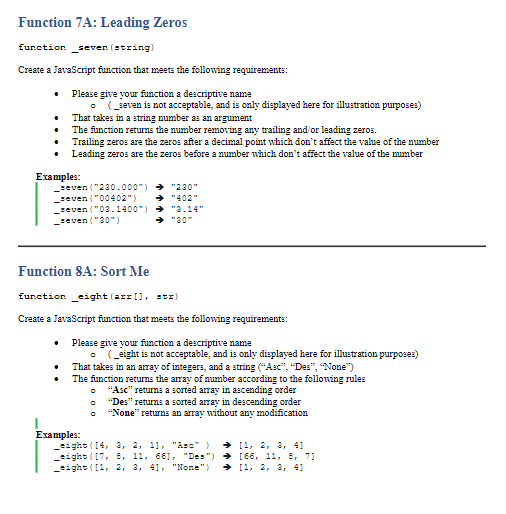 Hey, I have the following functions in Javascript, I | Chegg.com