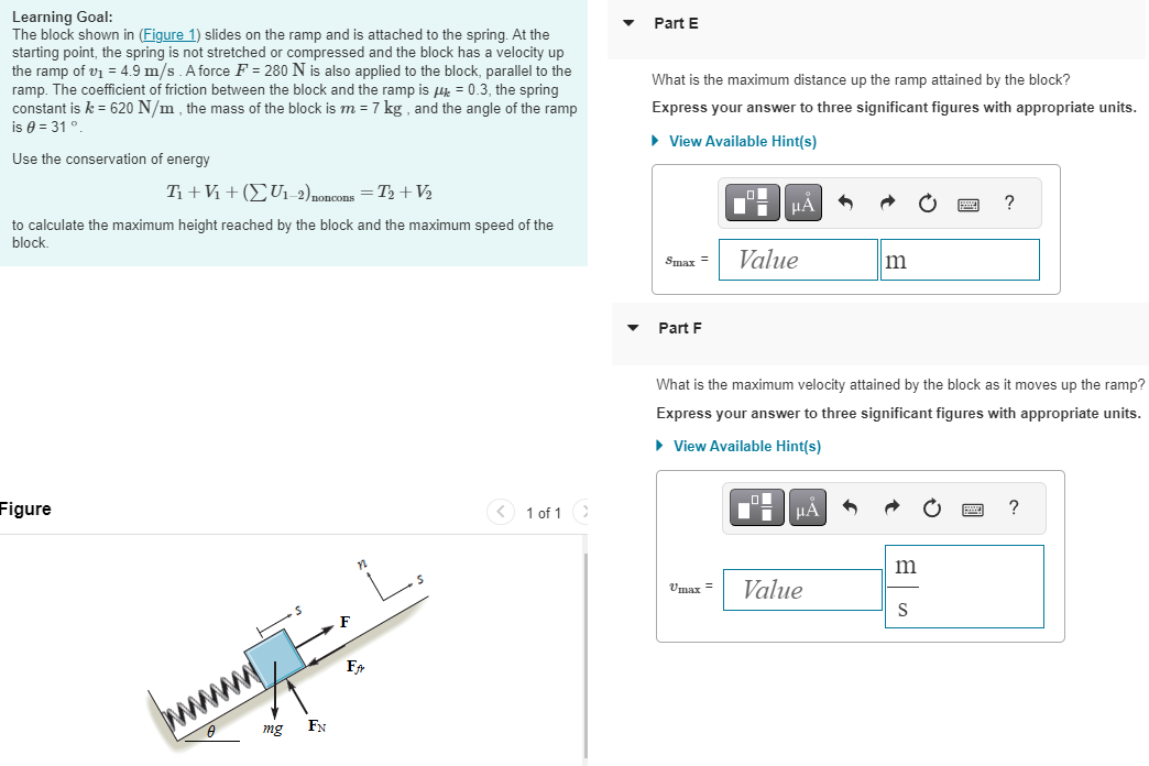 Solved Learning Goal: The block shown in slides on the ramp | Chegg.com