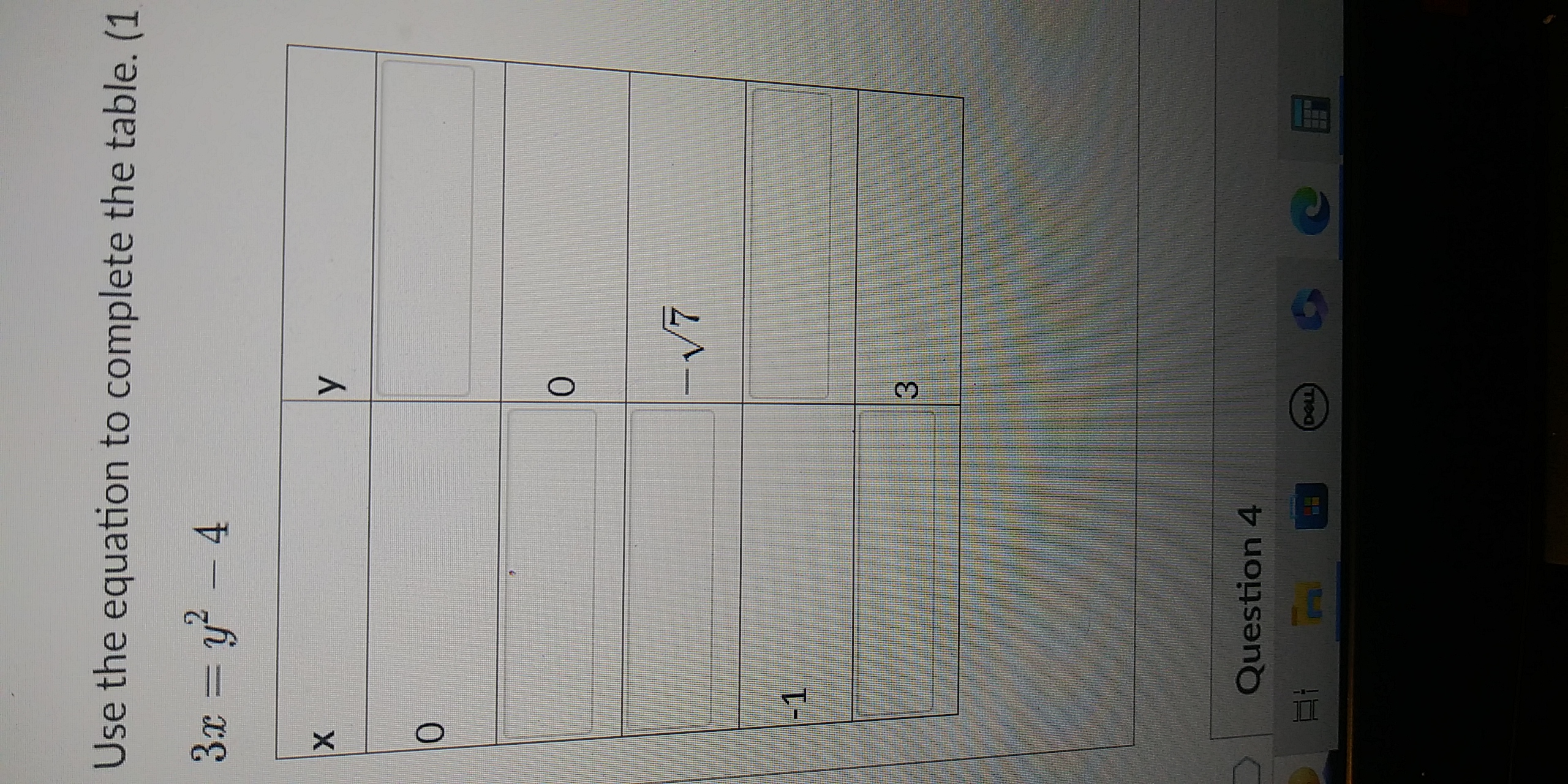 Solved Use the equation to complete the table. (1 3x=y2−4 | Chegg.com