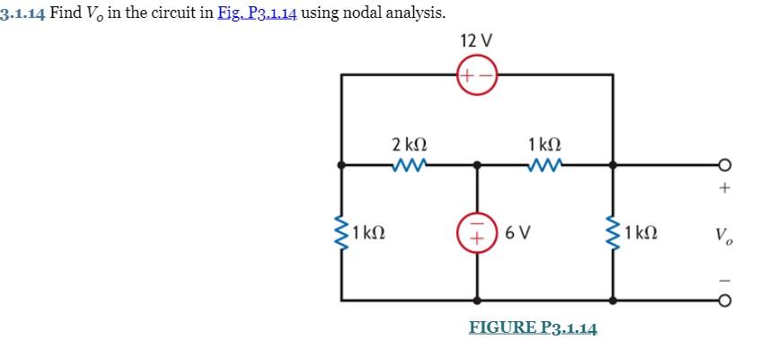 Solved 3.1.14 Find V. in the circuit in Fig. P3.1.14 using | Chegg.com